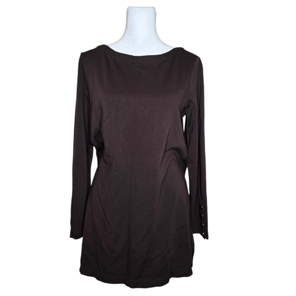Chicos Womens Brown Long Sleeve Blouse Chicos Size 0 Small - Picture 1 of 6